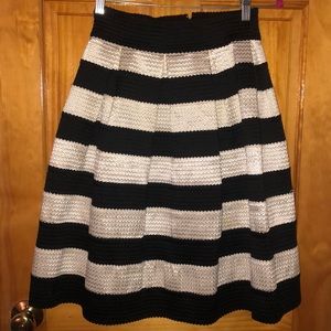Gracia black and white striped midi skirt.